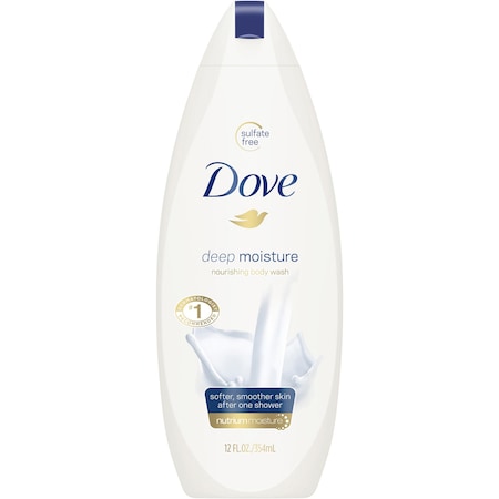 DOVE DVOCB123410 Body Wash, Deep Moisture, 12 oz White, PK 6