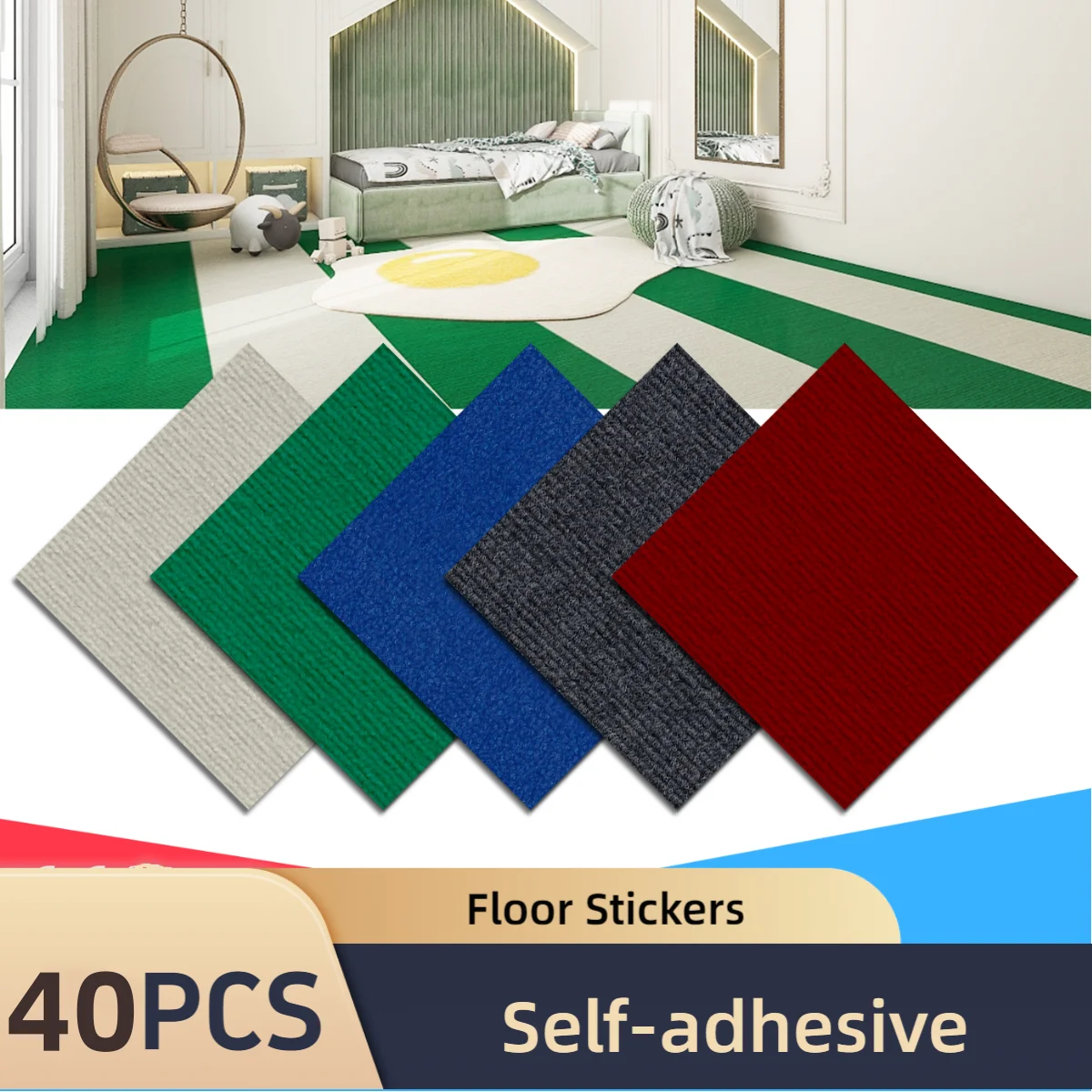 40pcs 30x30cm 3.6m² Modern Carpet Stitching Color Living Room Carpet Self Adhesive Ground Mat Decor Office Rug