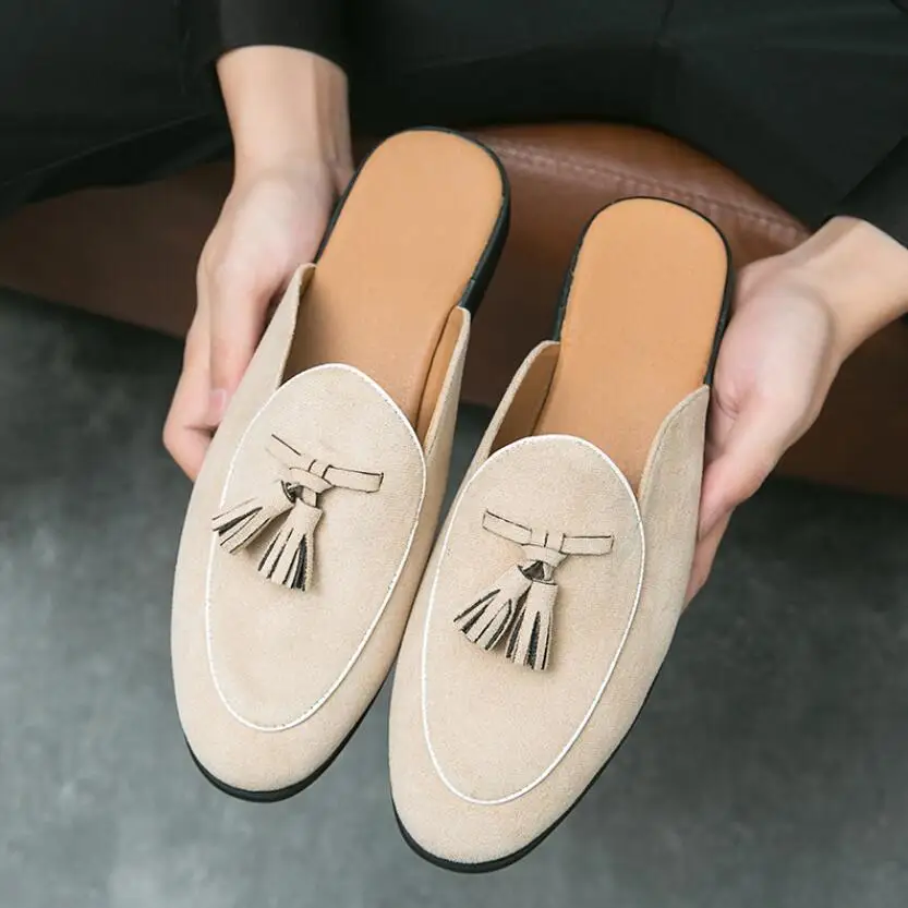Neue Männer Grün Schwarz Halbe Hausschuhe Fahren Schuhe Casual Patent Leder Wildleder Maultiere Mokassins Atmungsaktive Loafer Zapatos Hombre