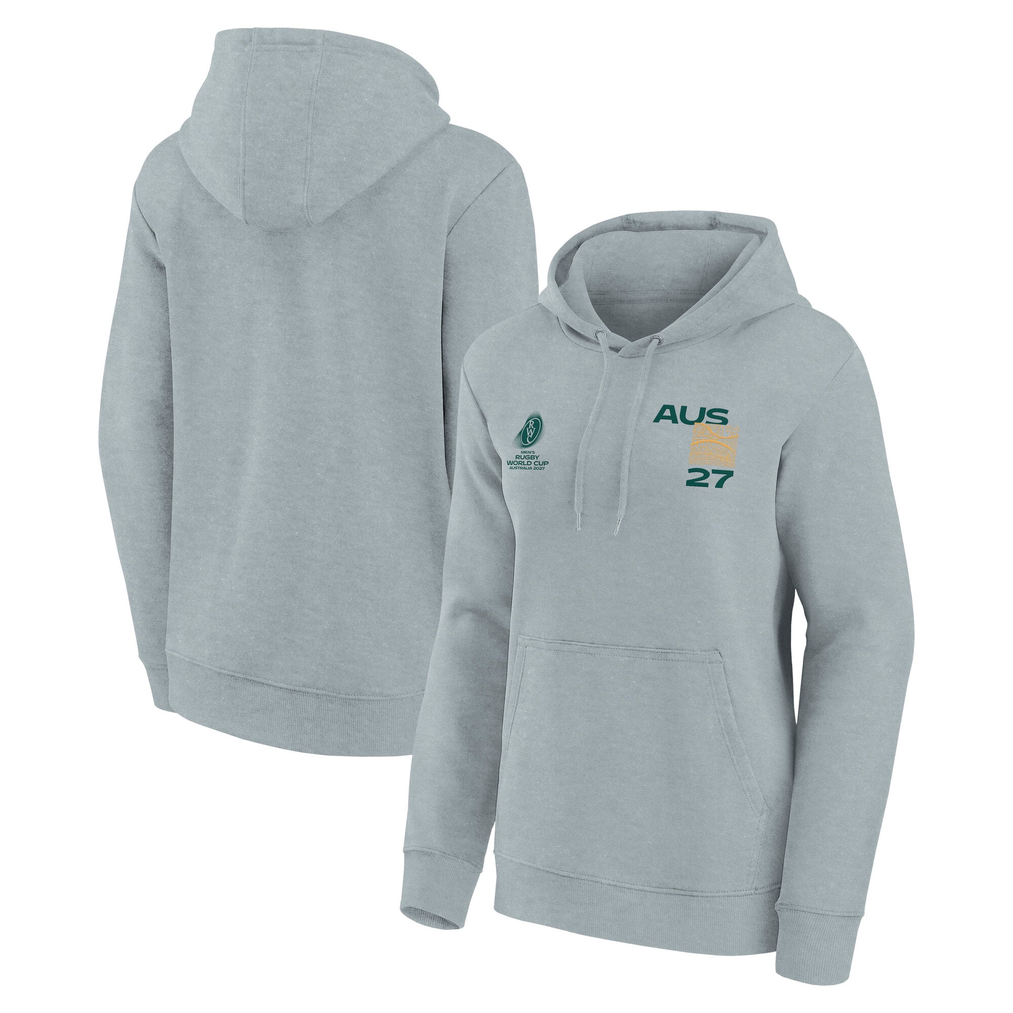 Australien Rugby Fan-Hoodie mit Grafik – Sportgrau – Damen