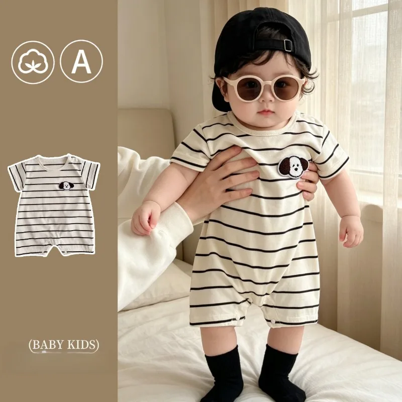 ZOETOPKID Combinaisons pour bébé, style été, vêtements pour bébé garçon et fille, nouveau-né, nourrisson, 0-24 mois, vêtements à manches courtes avec motif de chiot