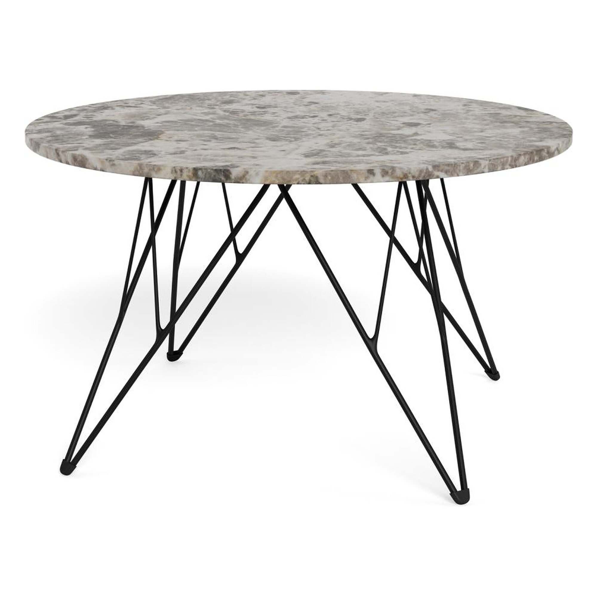 Actona »Prunus« Couchtisch rund Marmor Marron braun, Gestell schwarz Ø 80x46,2 cm / Marmor Marron braun