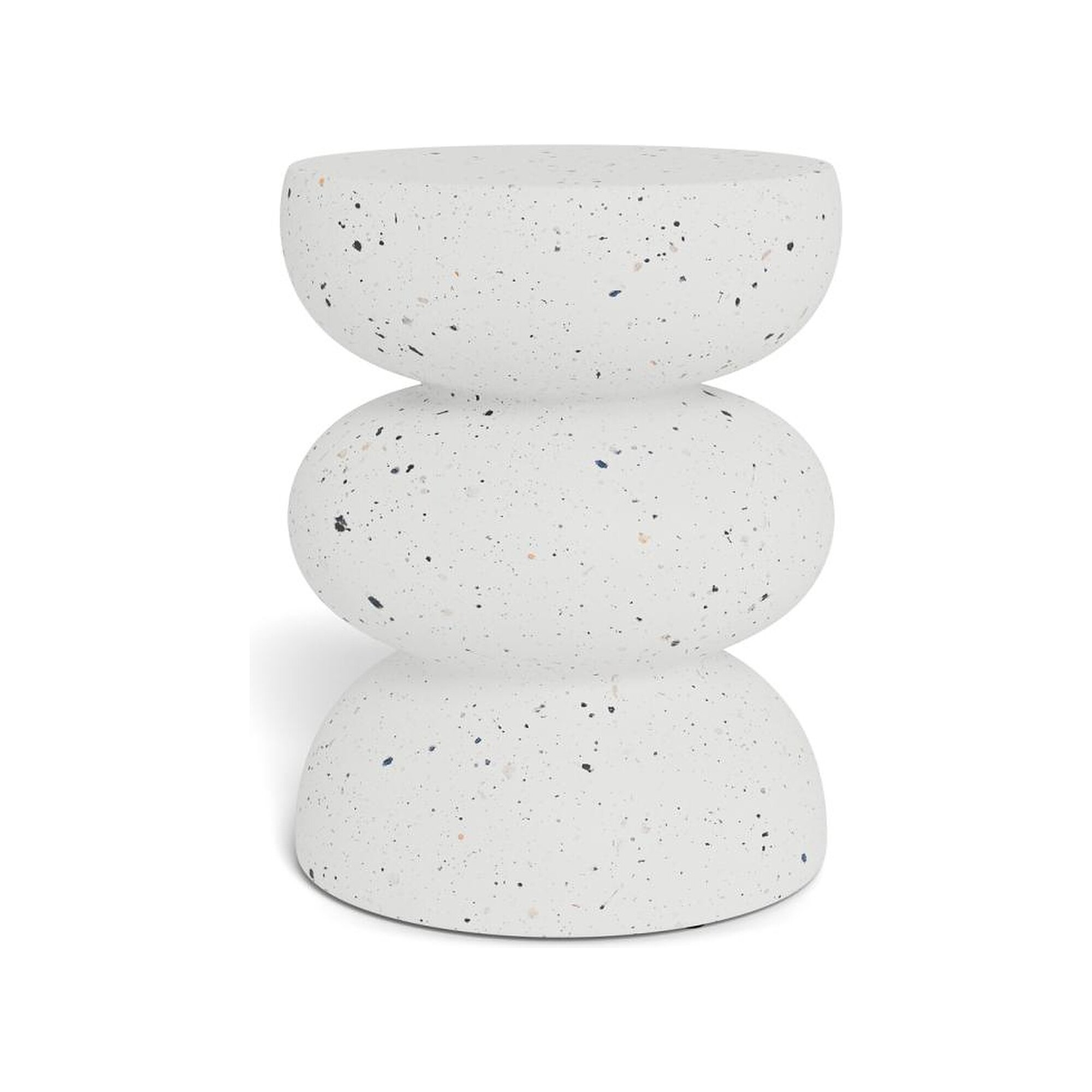 Actona »Inca« Ecktisch rund Faserzement Terrazzo weiß Ø 36x44 cm / Faserzement Terrazzo weiß
