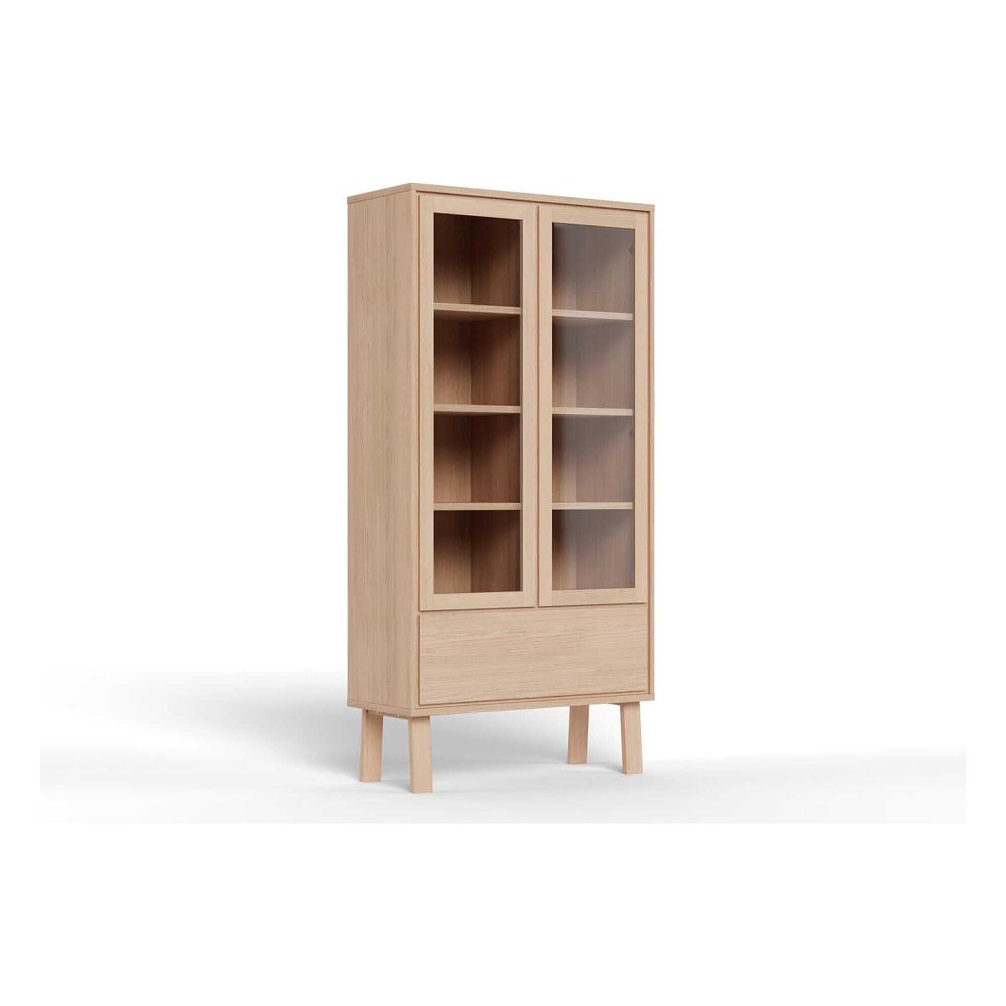 Actona »Lamberth« Vitrine Eiche weiß Furnier geölt 90x180x35 cm / Eiche weiß Furnier geölt