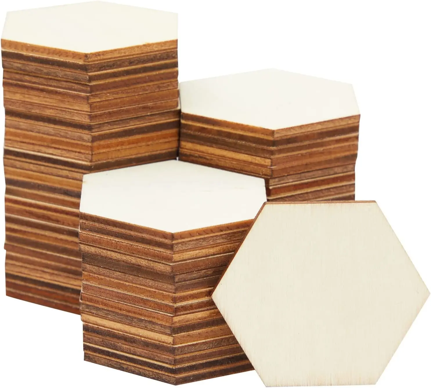 Pièces hexagonales en bois non finies pour l'artisanat de bricolage, tranche de bois pour la peinture de bricolage, la coloration Cowijk, le mur de vacances, la décoration de la maison, 9 cm, 10cm