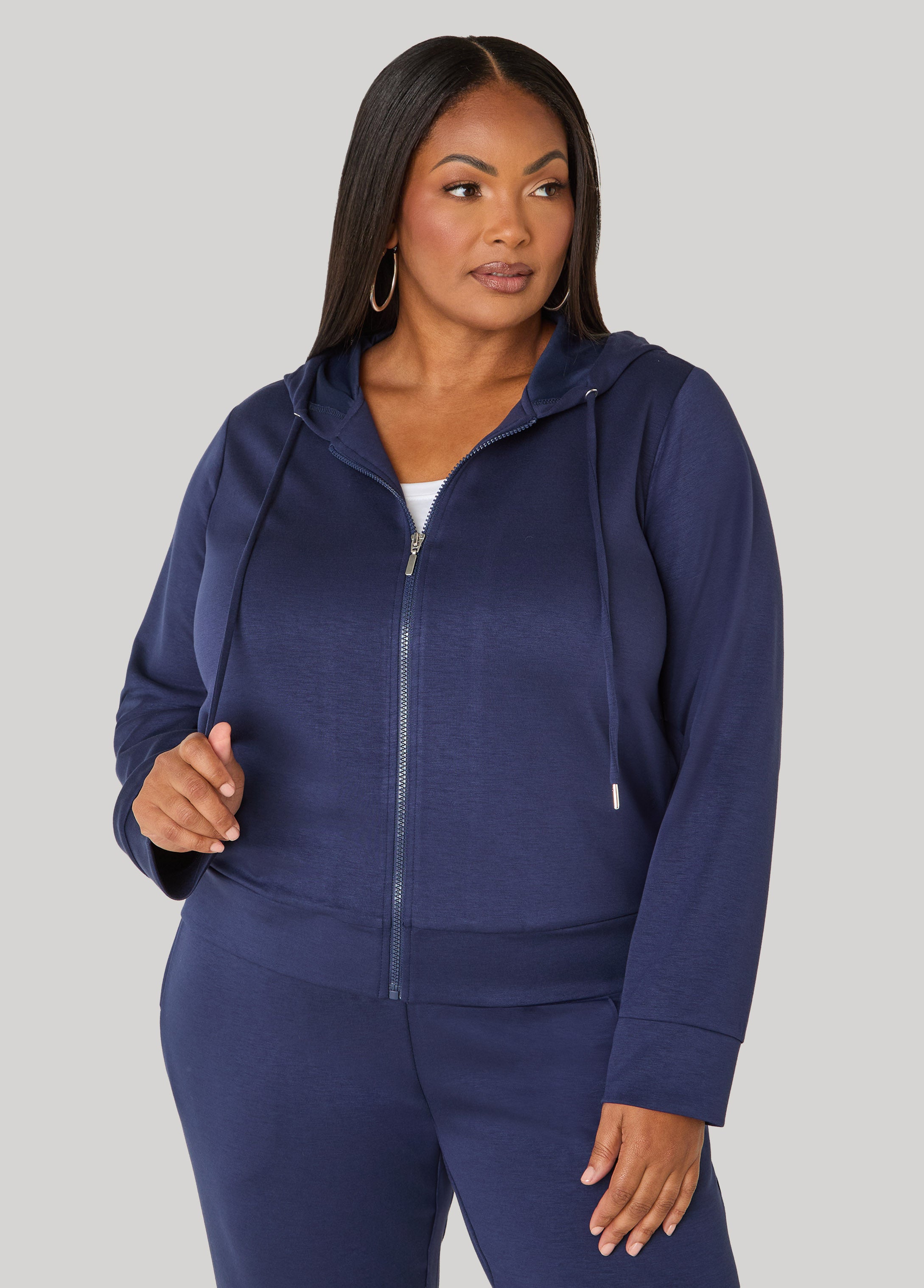 Plus Size Hooded Luxe Soft Scuba Jacket