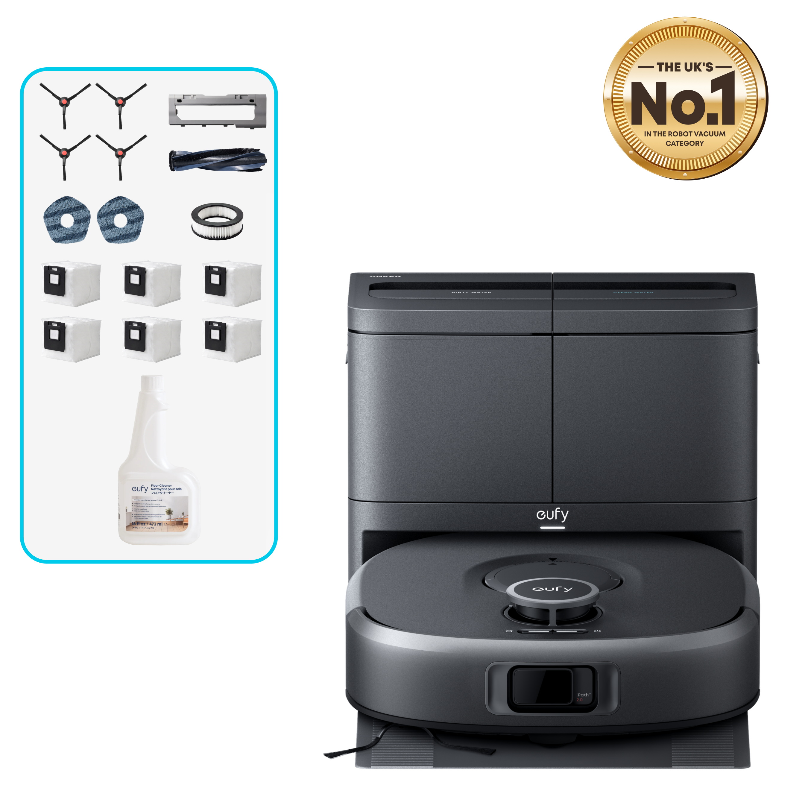 Anker eufy C30 Robot Vacuum and Mop Combo with Replacement Kit and 1 Floor Cleaning Solution