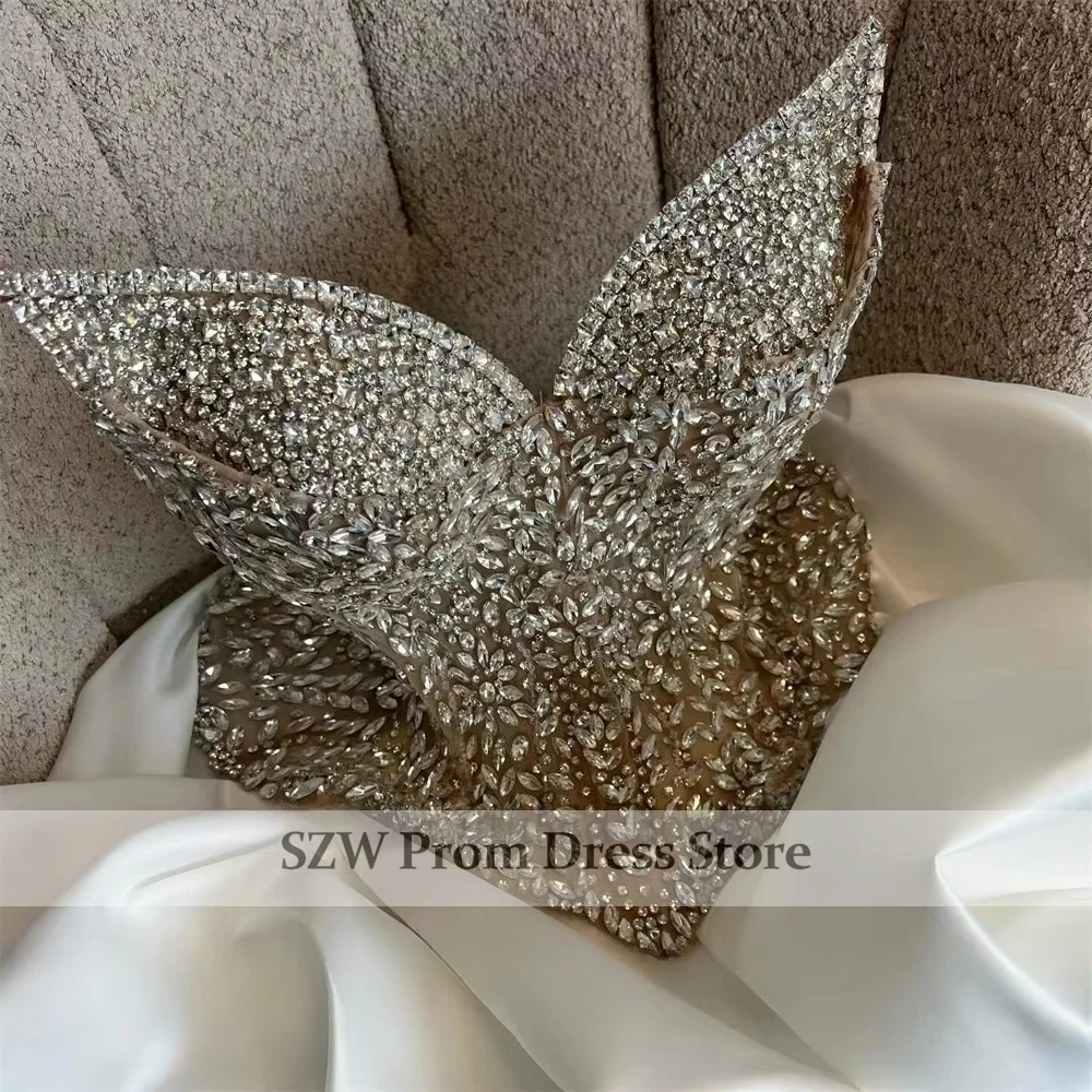 RYANTH Sparkly Crystal A-line Mini Cocktail Party Dresses Sexy Luxury Sheath Strapless Homecoming Dress Customized