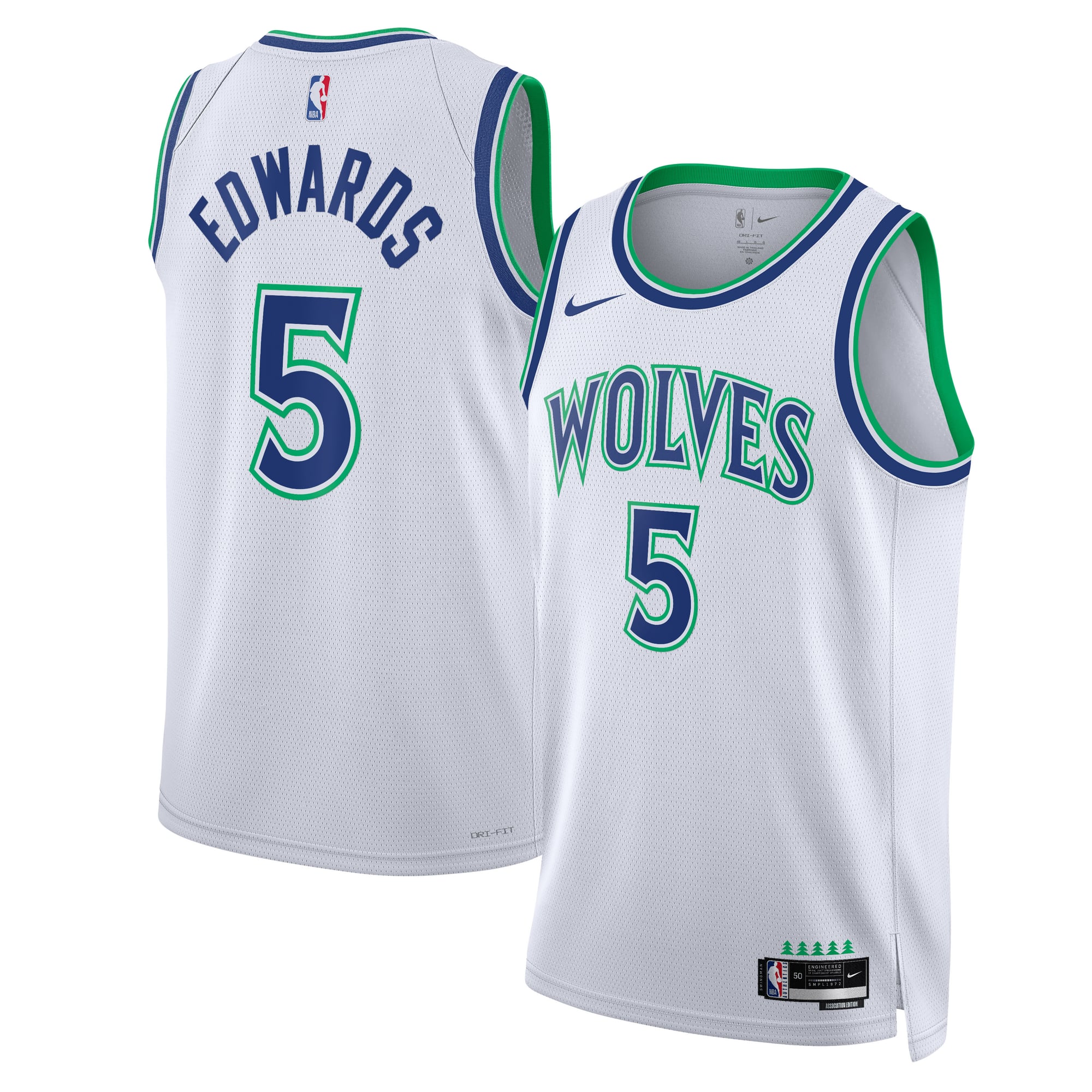 Minnesota Timberwolves Nike Replica Association Edition Swingman-Trikot – Weiß – Anthony Edwards – Unisex