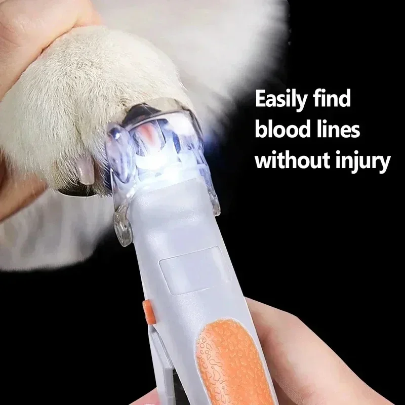 LED-Haustier-Nagelschere für Hunde und Katzen, professioneller, sicherer Nagelschneider mit LED-Licht, um schnelles Schneiden und scharfe Klingen bei der Tierpflege zu vermeiden.
