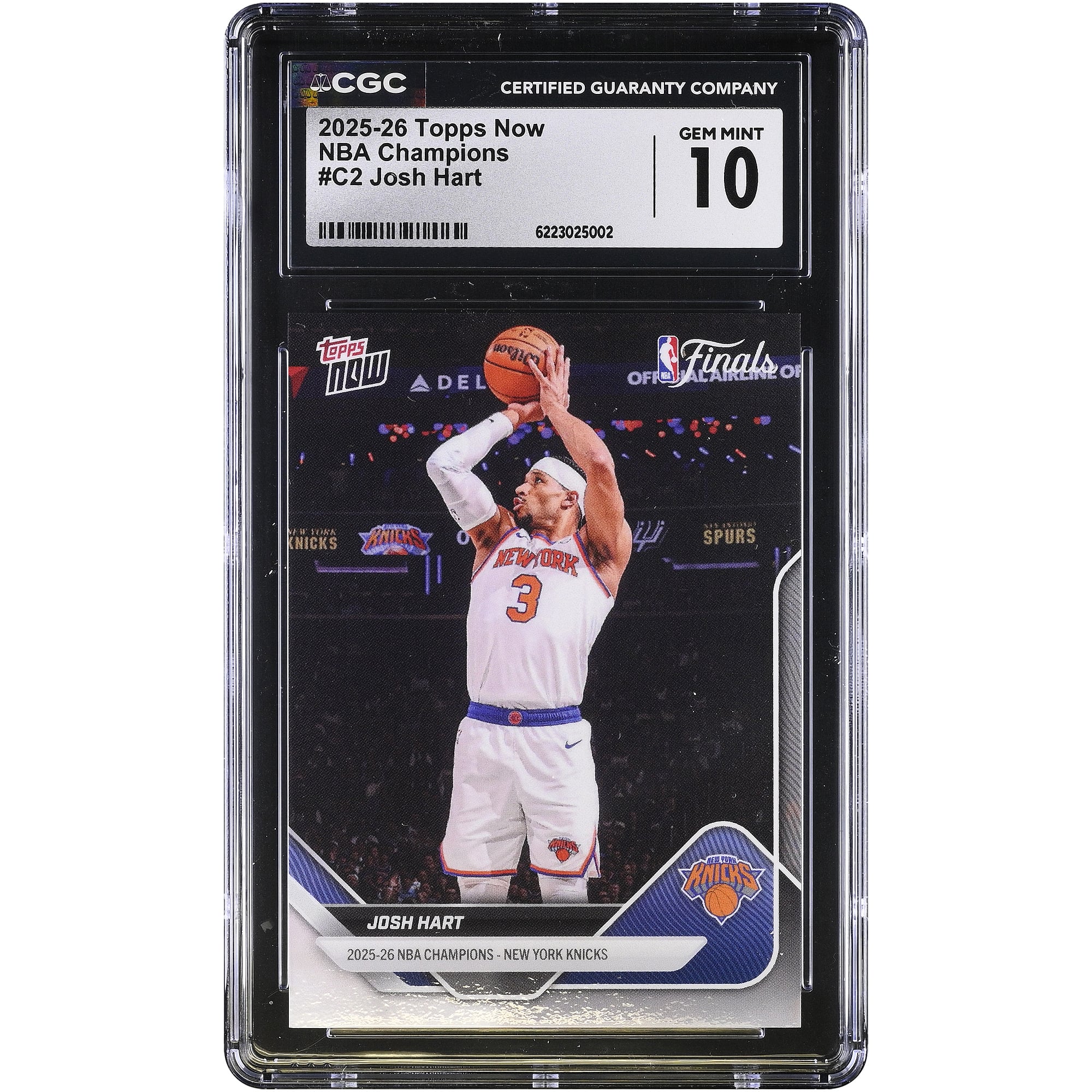 Carte Josh Hart New York Knicks 2025-26 Topps Now Champions NBA #C2 Authentifiée CGC État neuf (GEM MINT) - No Gender Taille: No Size