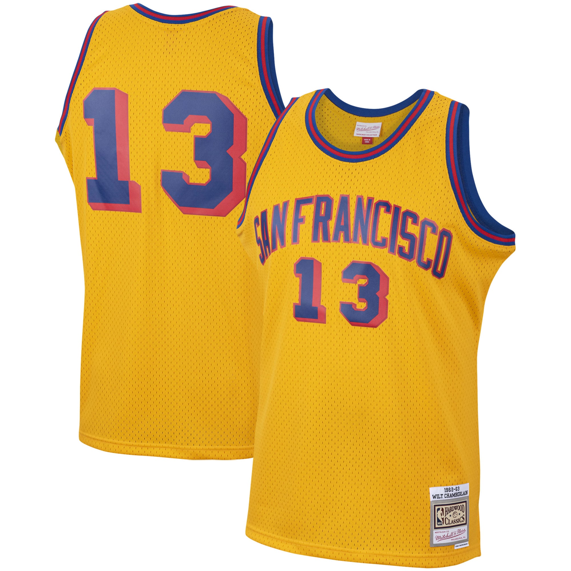 Maillot Swingman Mitchell & Ness Wilt Chamberlain Gold San Francisco Warriors 1962/63 Hardwood Classics pour homme - Homme Taille: XL