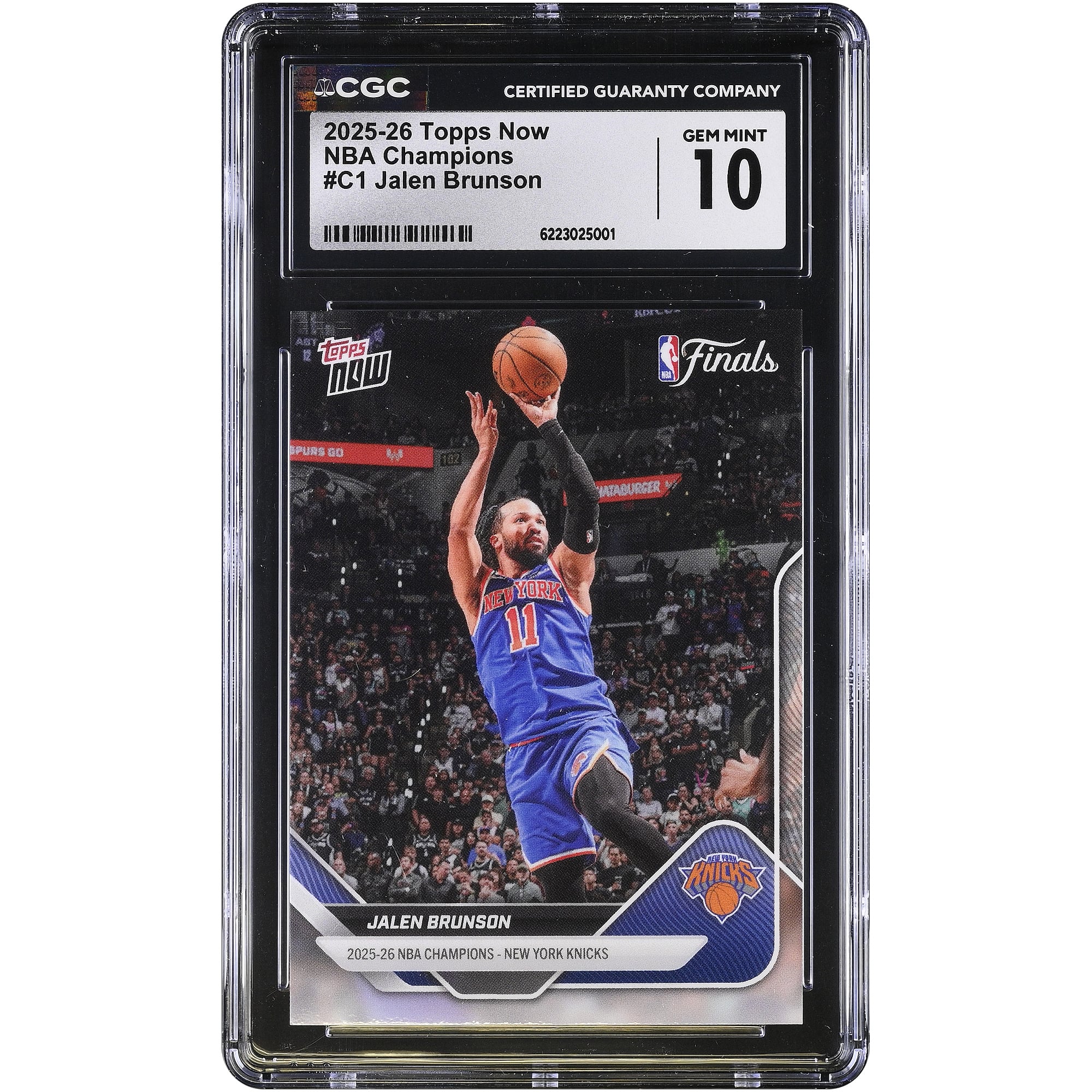 Carte Jalen Brunson New York Knicks 2025-26 Topps Now Champions NBA #C1 Authentifiée CGC État neuf (GEM MINT) - No Gender Taille: No Size
