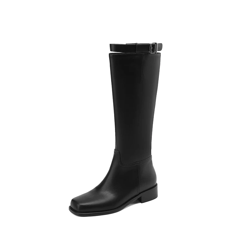 Arden Furtado Damenstiefel, kniehohe Stiefel aus echtem Leder, schwarze Lederstiefel, kniehohe Stiefel im Gothic-Stil, neue Damenschuhe, Motorradstiefel.