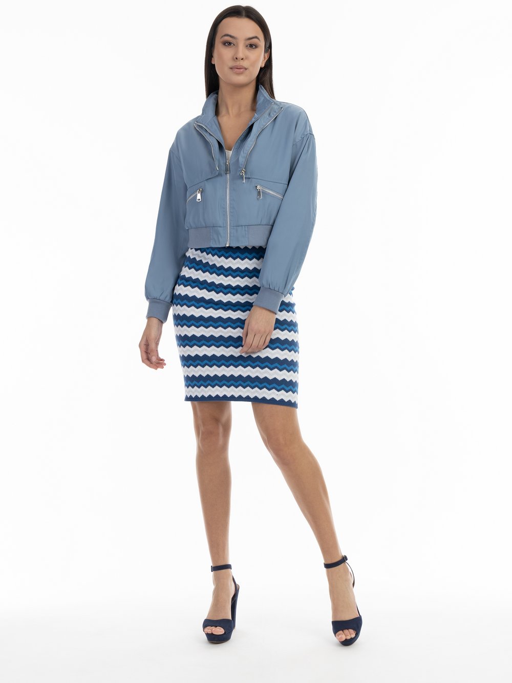 Faina Strick Midirock Damen blau, M