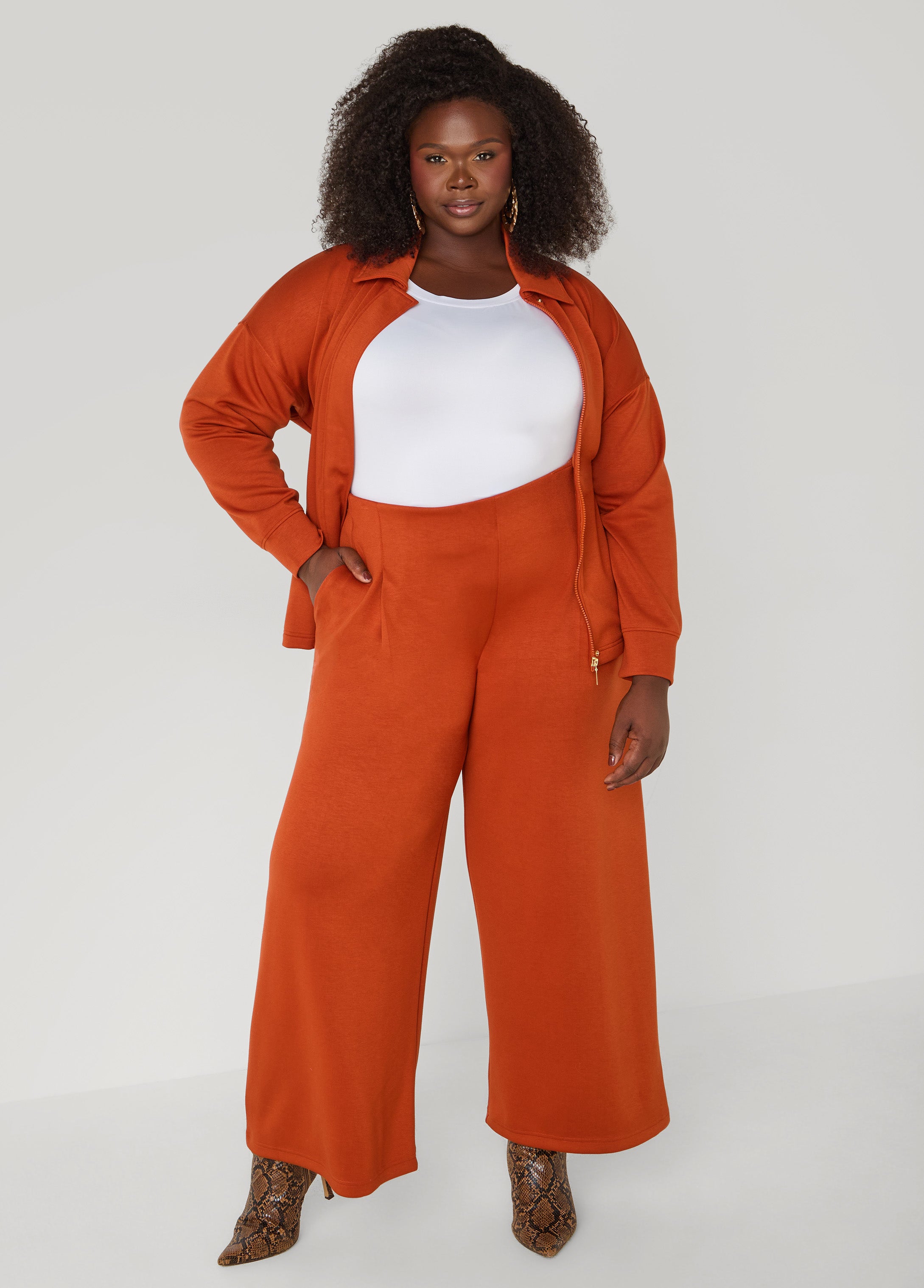 Plus Size Pleated Luxe Soft Scuba Pants