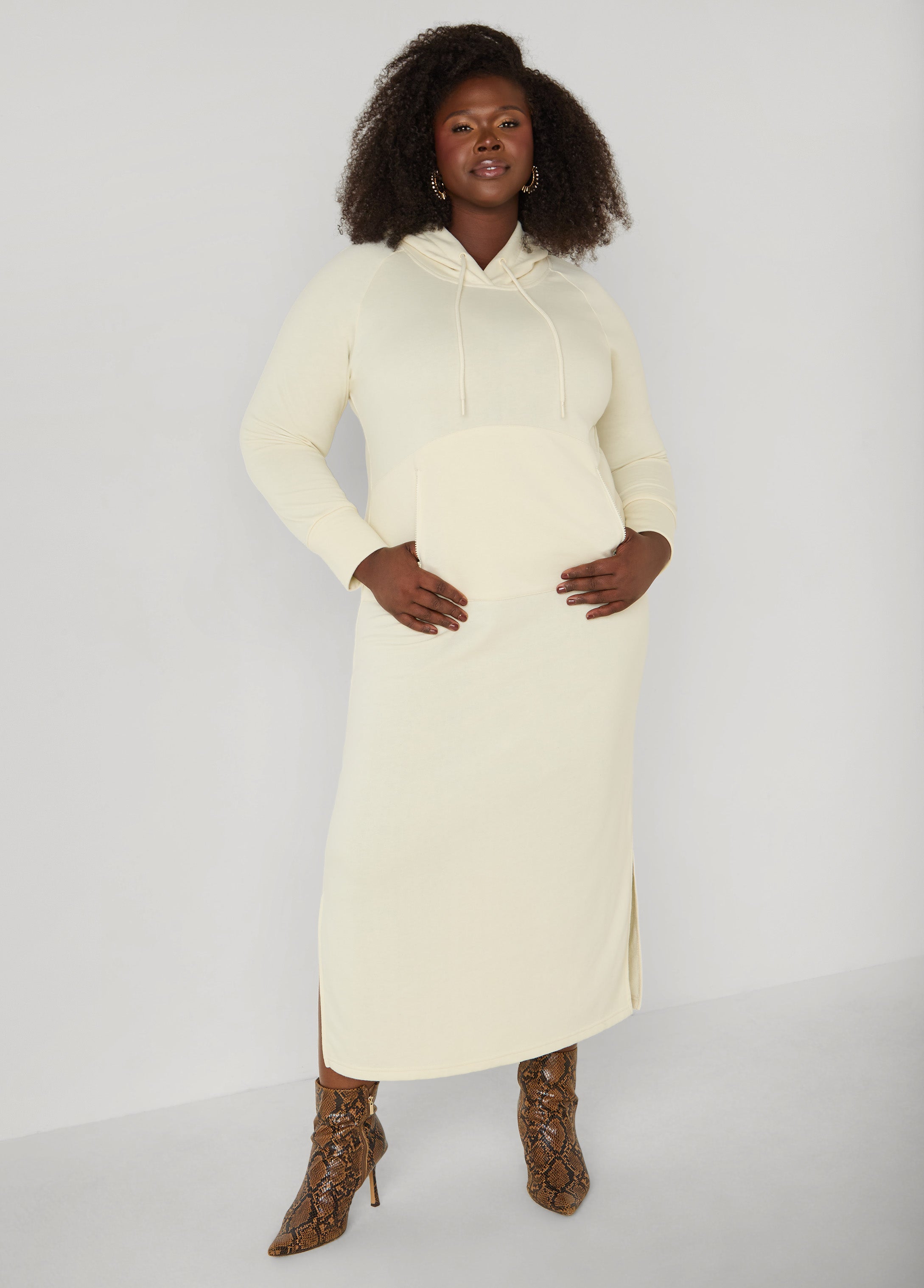 Plus Size French Terry Hooded Maxi Dress
