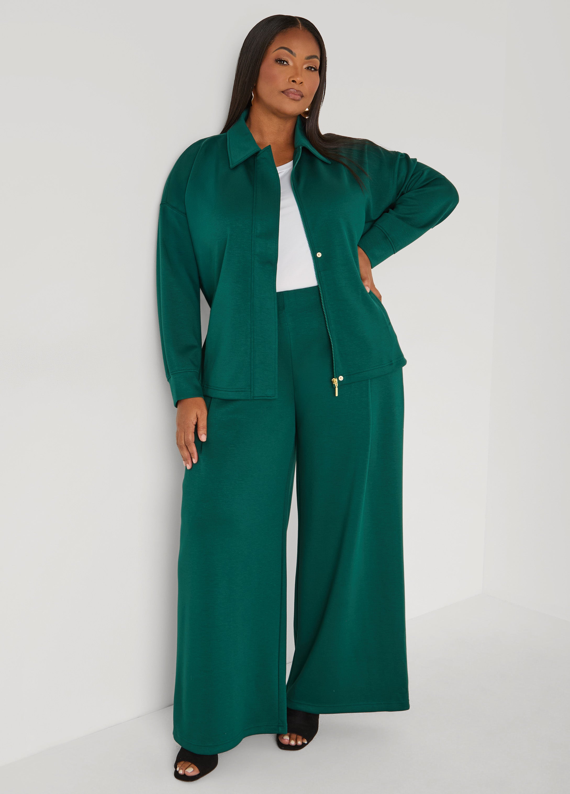 Plus Size Luxe Soft Scuba Pleated Pants