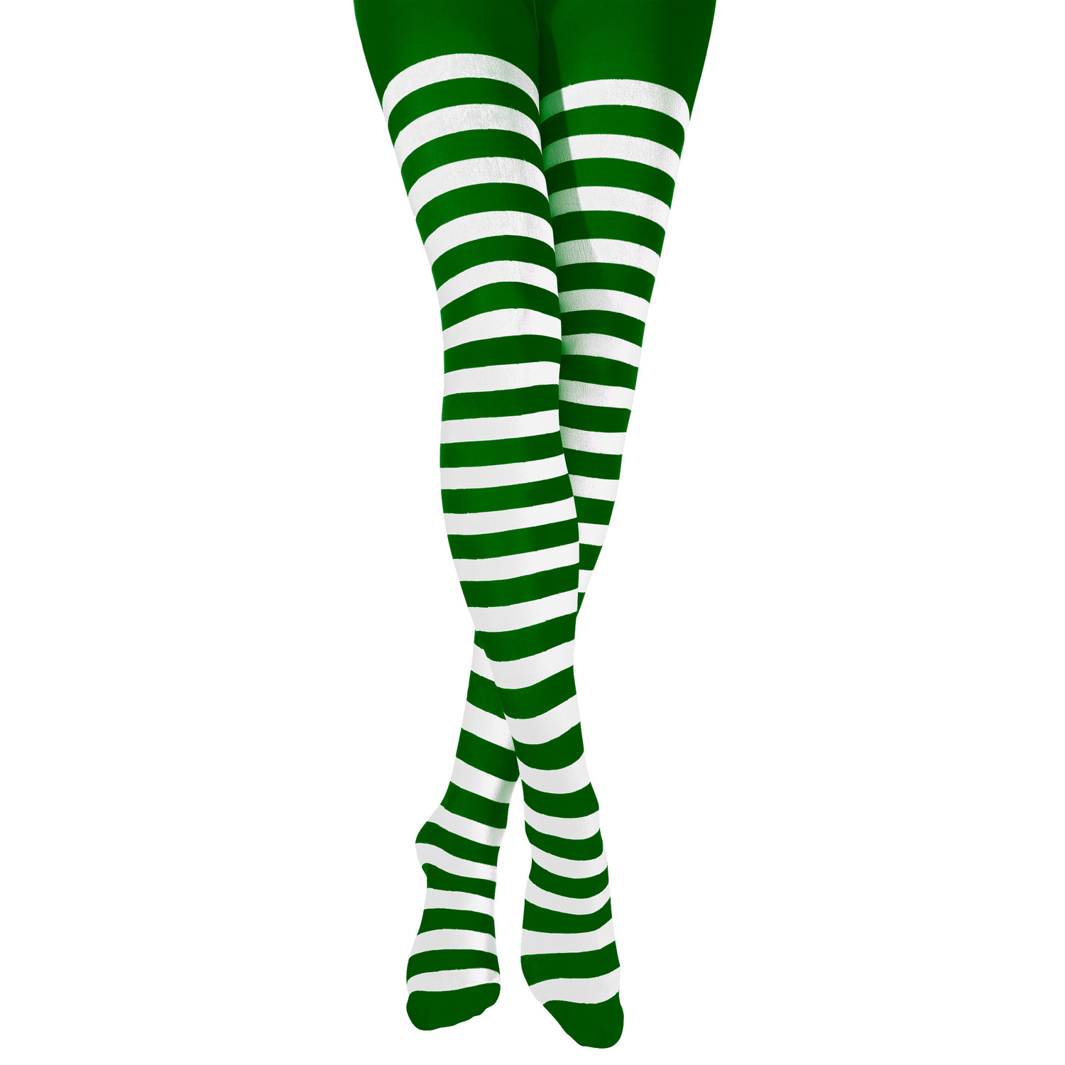 Collants rayés pour adultes, vert/blanc