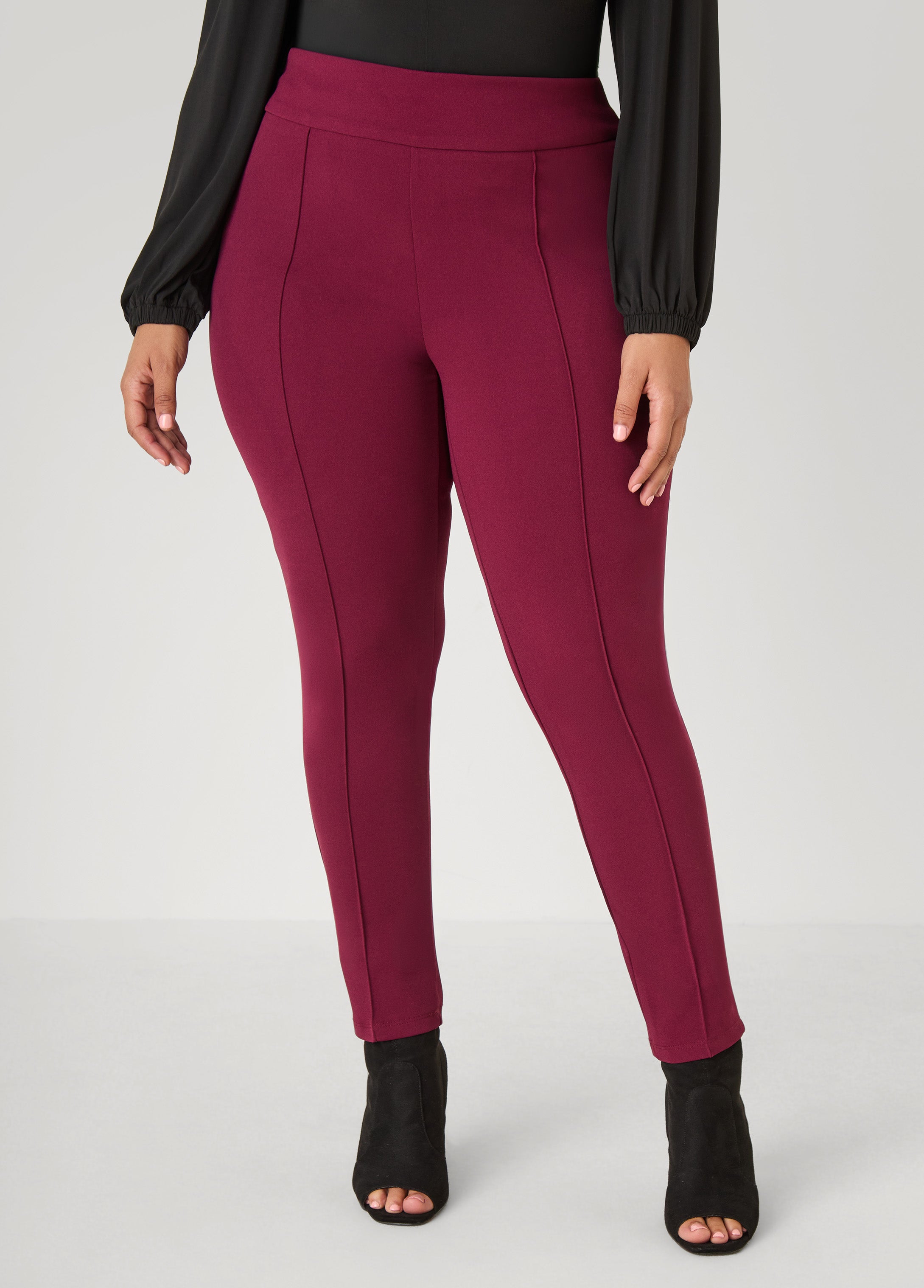 Plus Size Pintucked Pull On Leggings