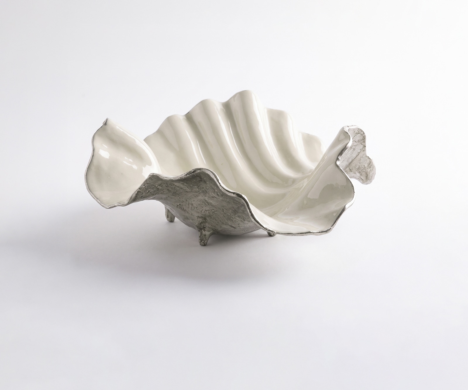 DELIFE Schale Almira B38 x T38 x H15 cm Aluminium Platin Opal Handgemacht, Wohnaccessoires