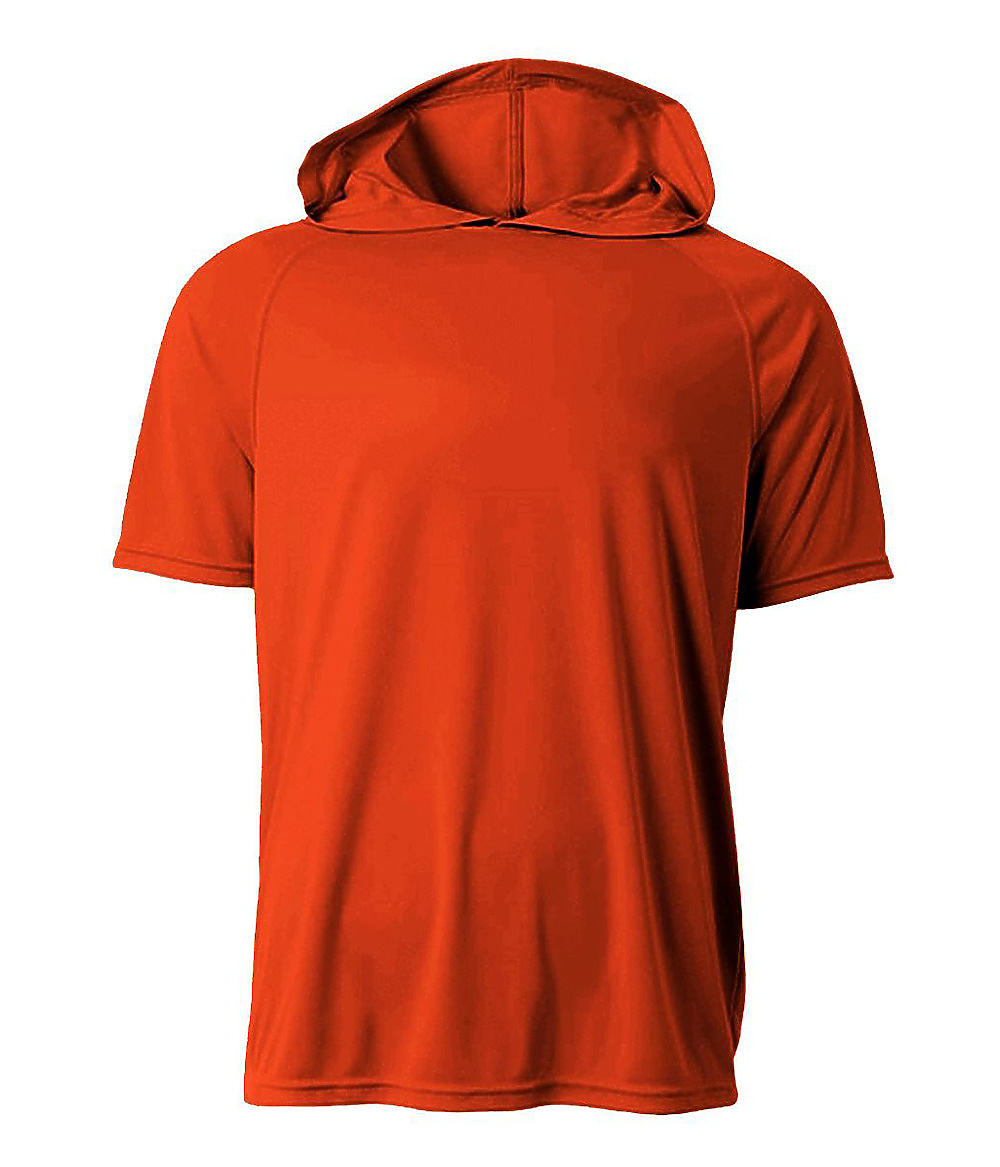 A4 AINB3408 Youth Short Sleeve Hooded Top in Orange size Large | Micro Polyester interlock NB3408
