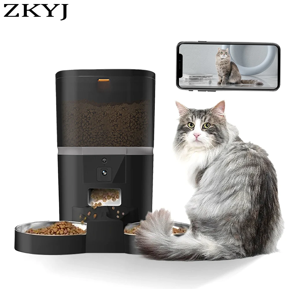 Distributeur automatique de nourriture pour chats à double portion, distributeur avec vidéo, distributeur automatique de nourriture pour chiens Tuya WIFI, distributeur de nourriture programmable pour animaux de compagnie, plusieurs modèles
