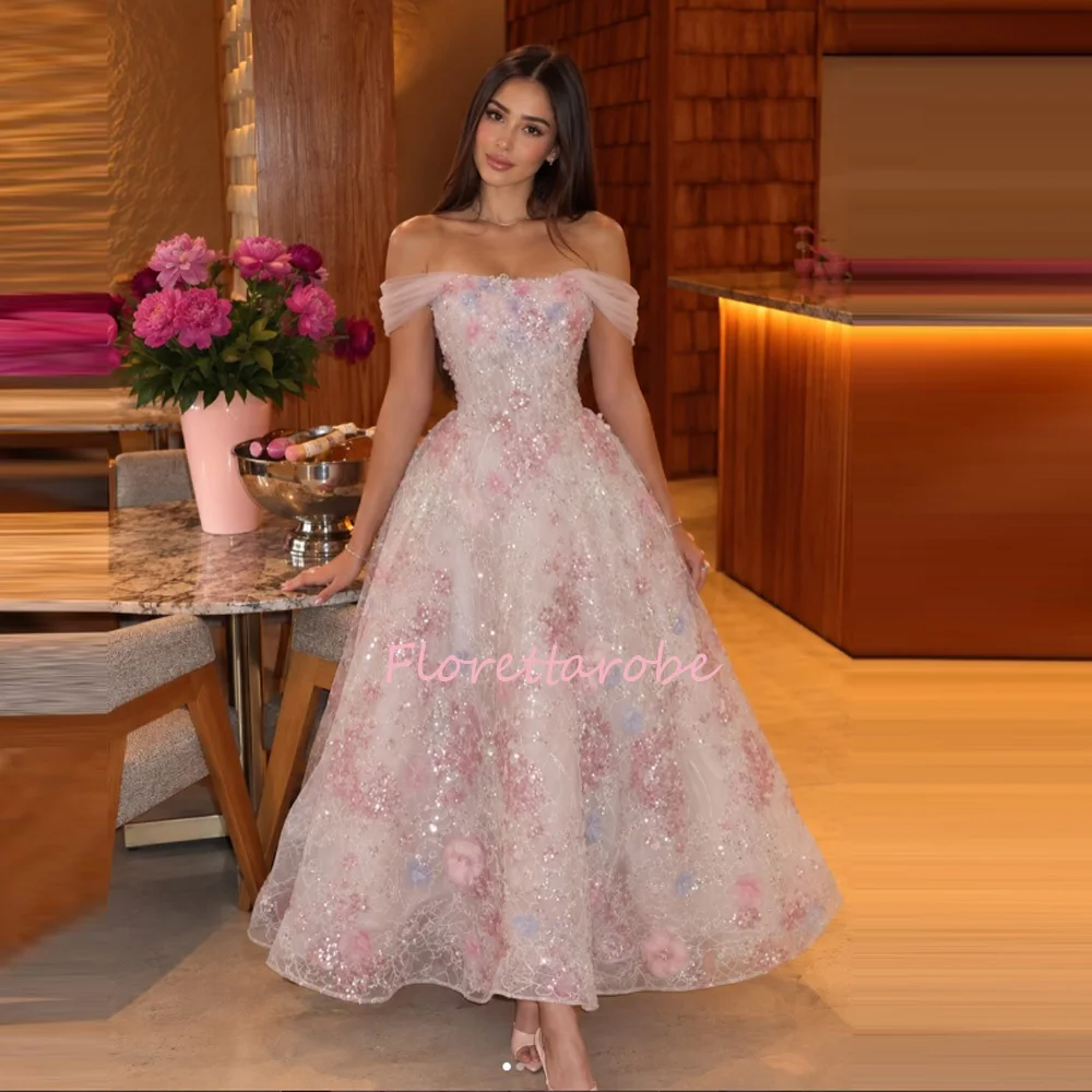 Gorgeous Prom Dresses Evening Dress with Appliques Sequins Pink Party Dress Women's Sparkly Formal Evening Gowns Customized