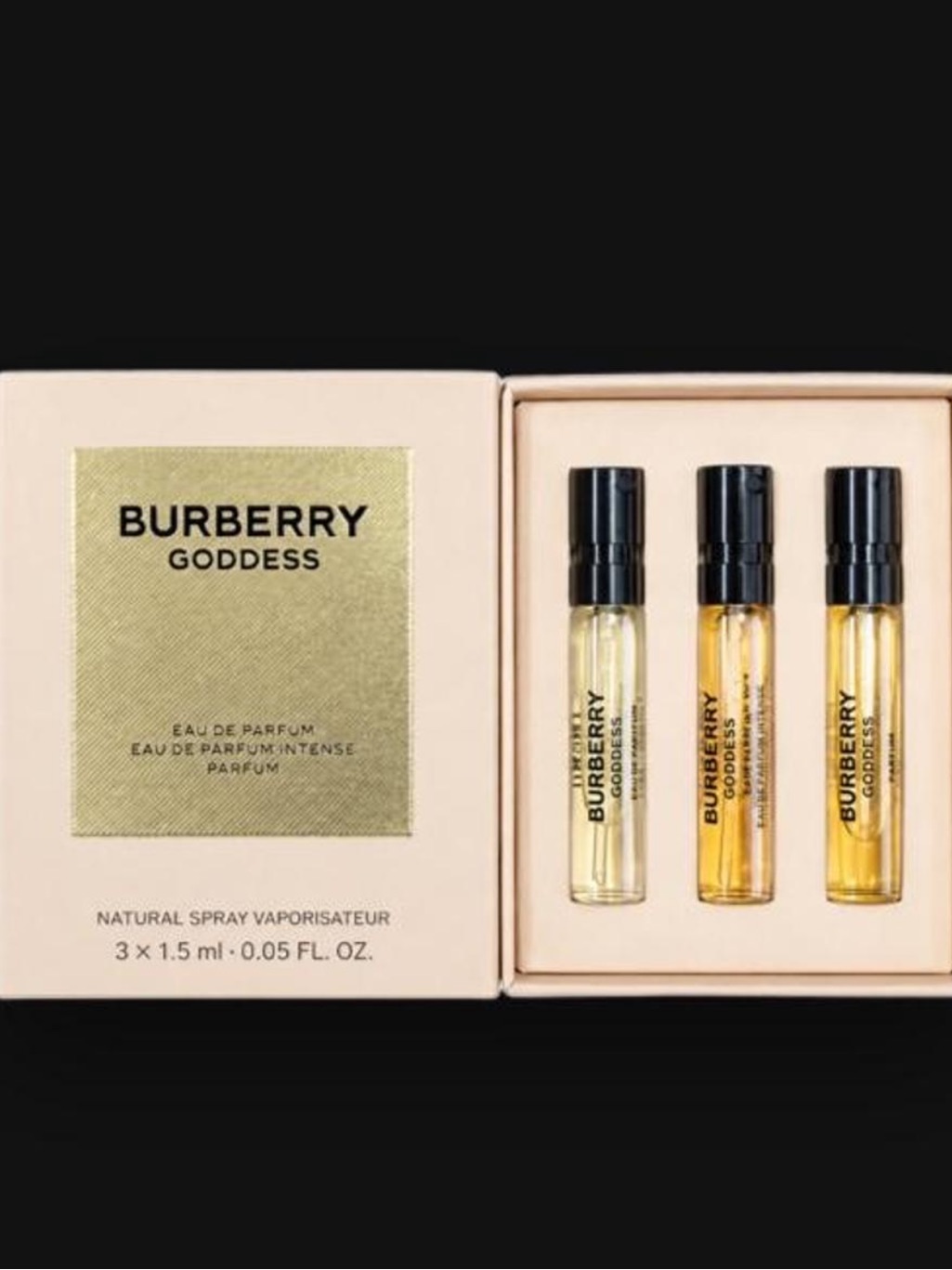 Burberry Makeup | *New*3x 1.5ml*Burberry Goddess Edp,Parfum& Parfum Intense Discovery Set | Color: Cream/Gold | Size: 3x1.5 Ml