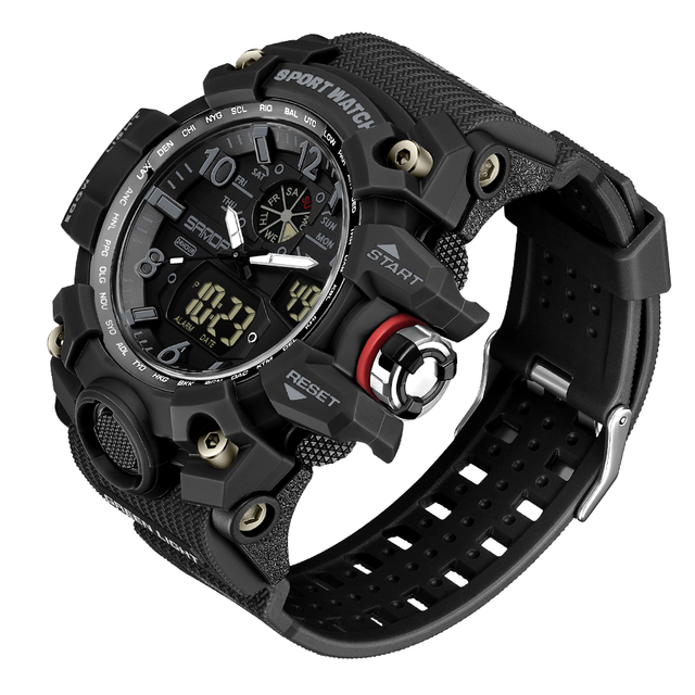Military Sport Quartz Watch For Men Waterproof Shock Resistant Wristwatch black