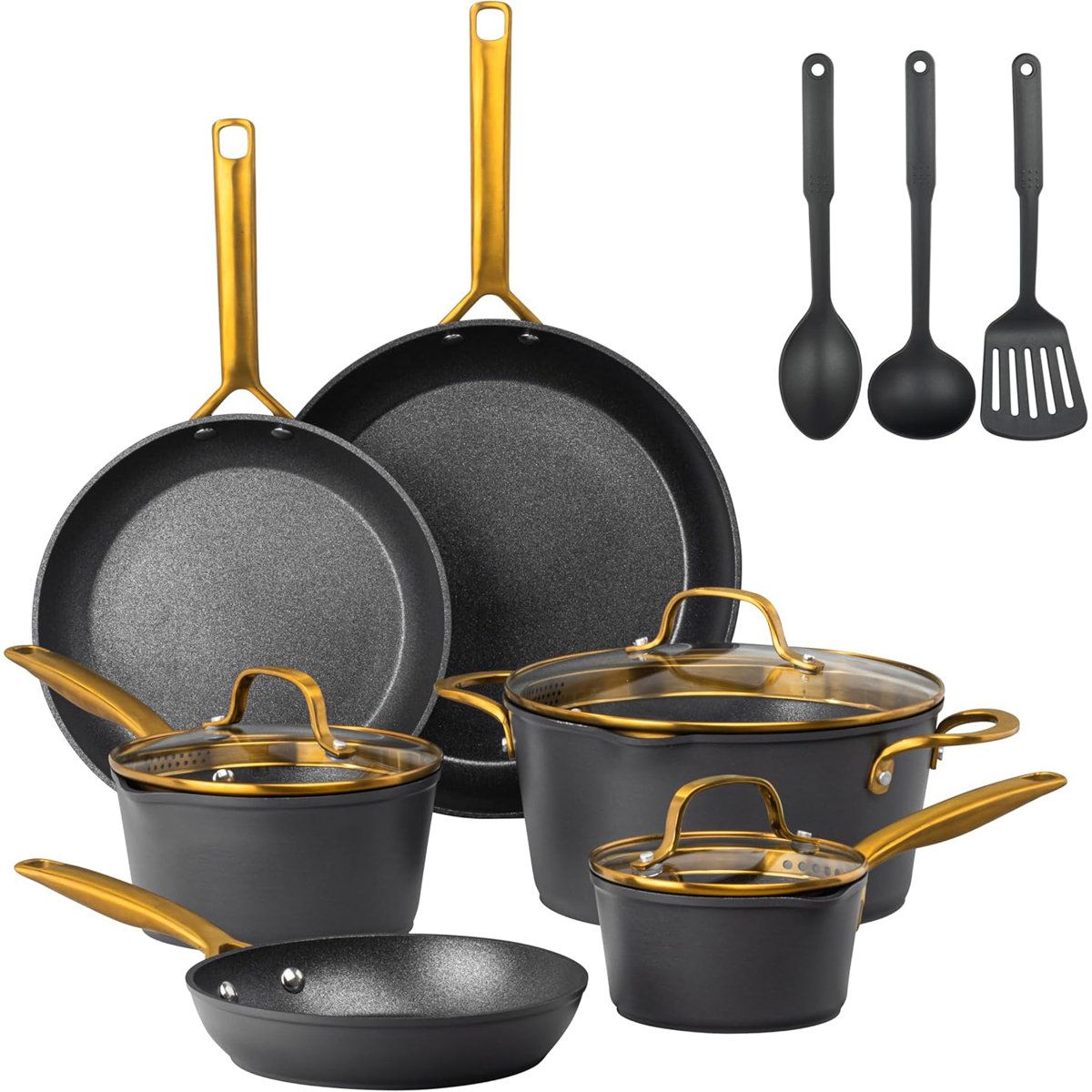 14 Piece Hard Anodized Nonstick Cookware Set With Induction Ready Pots Pans And Utensils 14 Piece Hard Anodized Nonstick Cookware Set With Induction Ready Pots Pans And Utensils