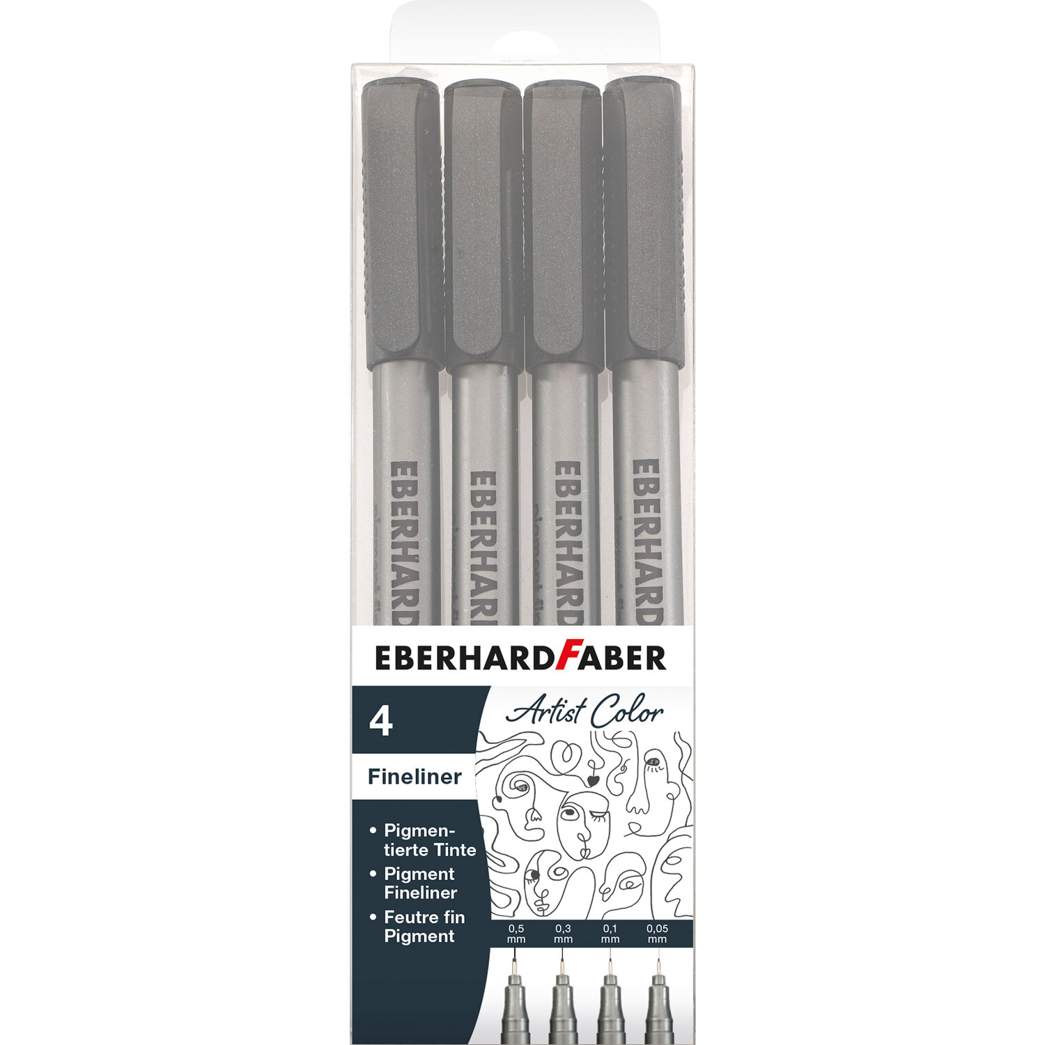 Eberhard Faber Feinliner, noir, 4 crayons