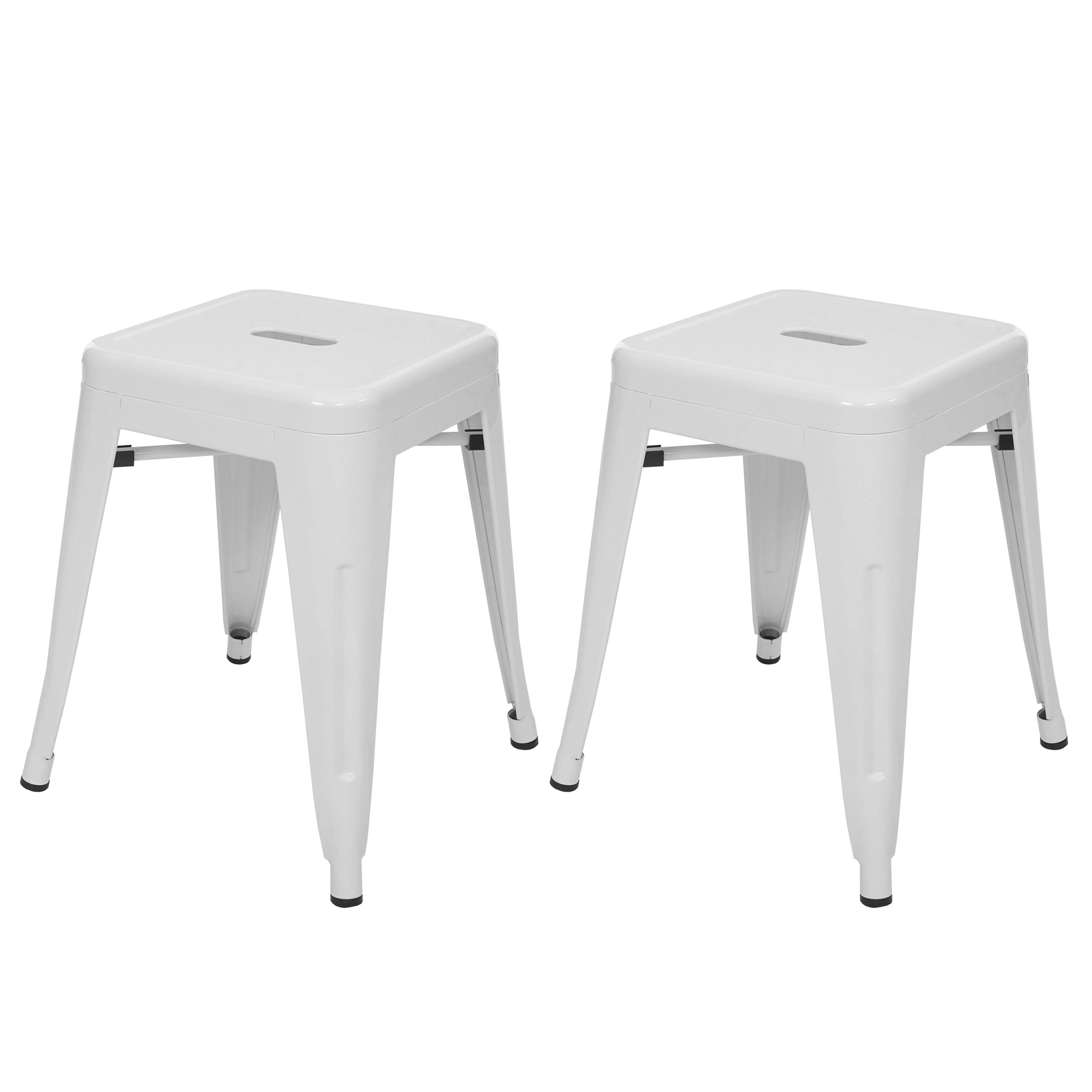 2er-Set Hocker HWC-A73, Metallhocker Sitzhocker, Metall Industriedesign stapelbar ~ weiß