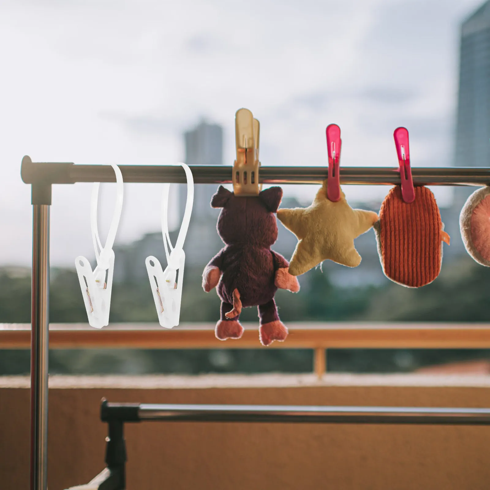 60 pinces à linge en plastique coupe-vent, idéales pour le voyage, avec crochet pour corde, pour balcon, dortoir, linge de maison, serviettes et chaussettes