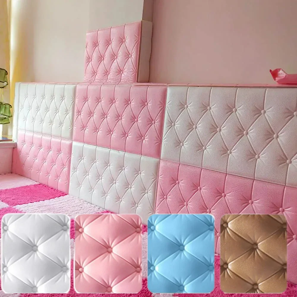 Selbstklebende, stoßdämpfende, weiche Schaumstoff-Pads, 3D-Tatami-Wandsticker, dickes Wandpapier für Kinderzimmer und Wohnzimmer.