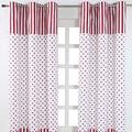 HOMESCAPES 100% Cotton Unlined Eyelet Curtain Pair - Love Hearts - Red White - 137cm (54") Wide x 228cm (90") Drop
