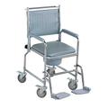 NRS Healthcare M66119 Wheeled Commode/Over Toilet Chair with Padded Seat and Back - Height Adjustable