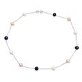 Bling Jewelry Bridal Tin Cup Multi Color White Pink Black Freshwater Cultured 7MM Pearl Chain Station Pearls Necklace For Women Wedding .925 Sterling Silver 16 Inch
