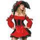 LEG AVENUE 83157 - Samt Piraten Kostüm Mit Schnüren Damen Karneval Kostüm Fasching, M (EUR 38-40), Rot