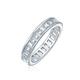 AAA Cubic Zirconia Channel Set Rectangle Emerald Cut Baguette CZ Eternity Ring Anniversary Wedding Band For Women .925 Sterling Silver 4MM Stackable Rings