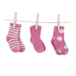 Little Giraffe Box of Socks 6 Pairs Gift Set - Dot/Solid/Stripe 2 Pairs Each (Raspberry)