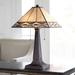 Robert Louis Tiffany 21.5" Mission-Square Bronze Art Glass Table Lamp