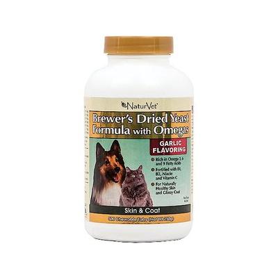 NaturVet Brewer's Dried Yeast with Omegas Chewable Tablets Skin & Coat Supplement for Cats & Dogs, 500 count