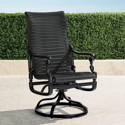 Set of 2 Carlisle Woven Swivel Rocker Dining Chairs in Onyx Aluminum - Onyx Finish with Chestnut Wicker - Frontgate