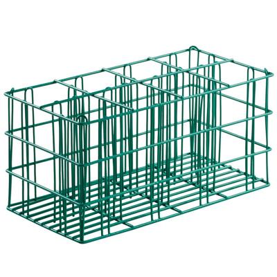 Mircrowire 8 Compartment Flatware Rack with White Plastic Cylinders - 4 1/2" x 4 1/2" x 9 3/4" Compartments
