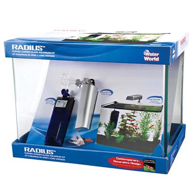 Penn Plax Radius Curved Corner Glass Aquarium Kit, 7.5 Gallon