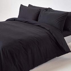 HOMESCAPES Black Pure Egyptian Cotton Duvet Cover Set King Size 200 TC 400 Thread Count Equivalent 2 Pillowcases Included Quilt Cover Bedding Set