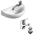 Compact Small Cloakroom Basin Sink + Tap & Trap Set