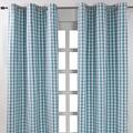 HOMESCAPES 100% Cotton Blue Gingham Curtains Eyelet Curtains 137 cm Wide x 228 cm Drop (54” x 90”) Block Check Pattern Country Style Curtains for Kitchen Bedroom or Living Room