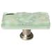 Sietto Skinny Glacier 2" Length Rectangle Knob 0.875 W in greenCrystal & Glass/Metal in Satin Nickel/Spruce Green | Wayfair SLK-201-SN